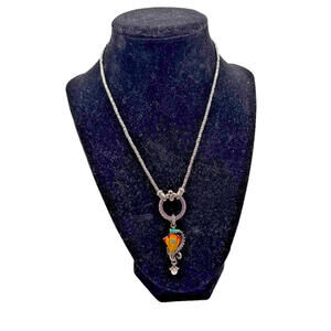 Barbara Bixby Sterling Silver Enamel Tsavorite Charm Pendant Necklace Bundle New